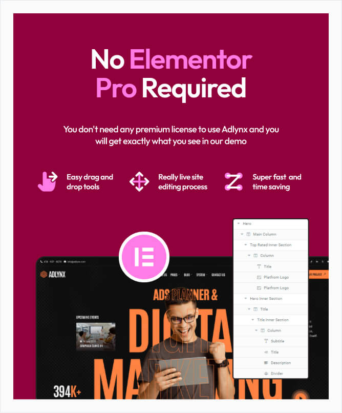 Adlynx - Ads Planner & Digital Marketing Elementor Template Kit