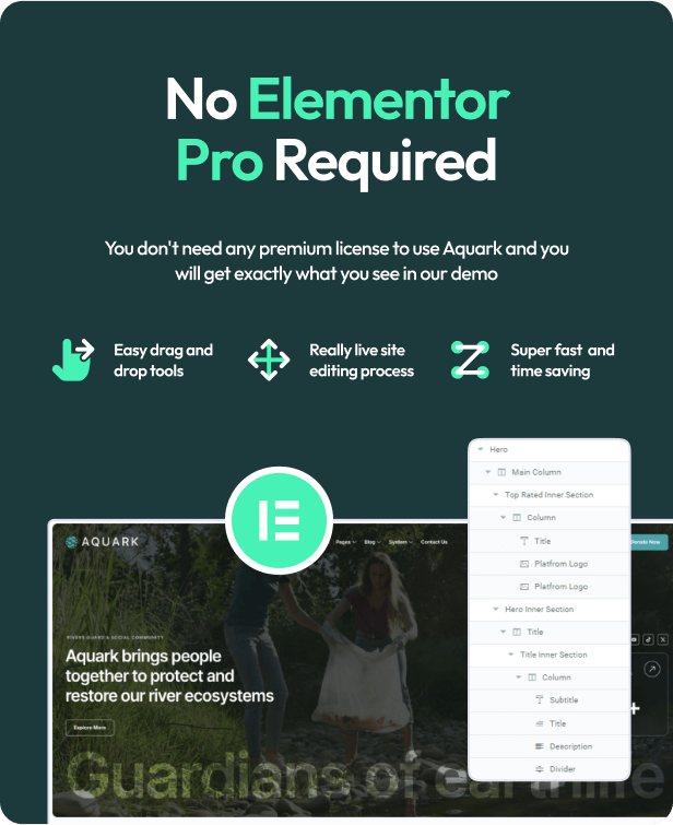 Aquark - River Guard & Social Community  Elementor Template Kit