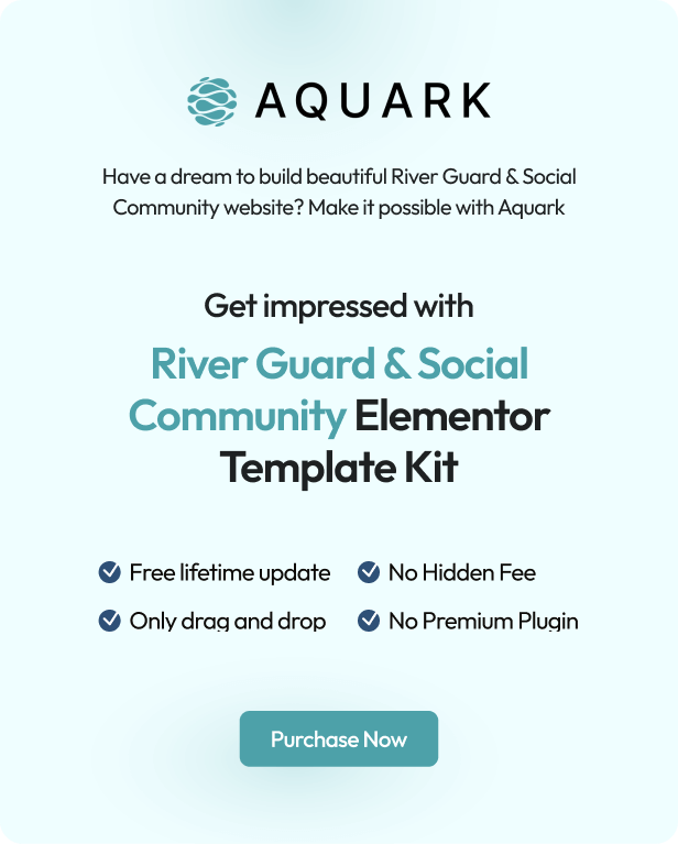 Aquark - River Guard & Social Community  Elementor Template Kit