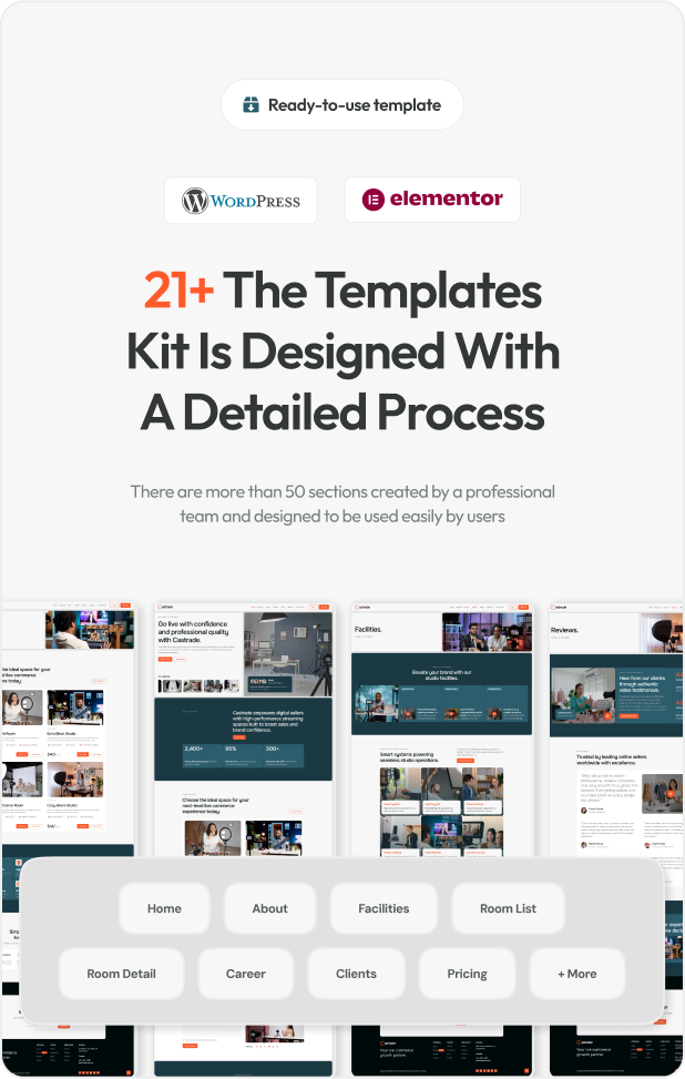 Castrade - Live Streaming Room Rental Elementor Template Kit