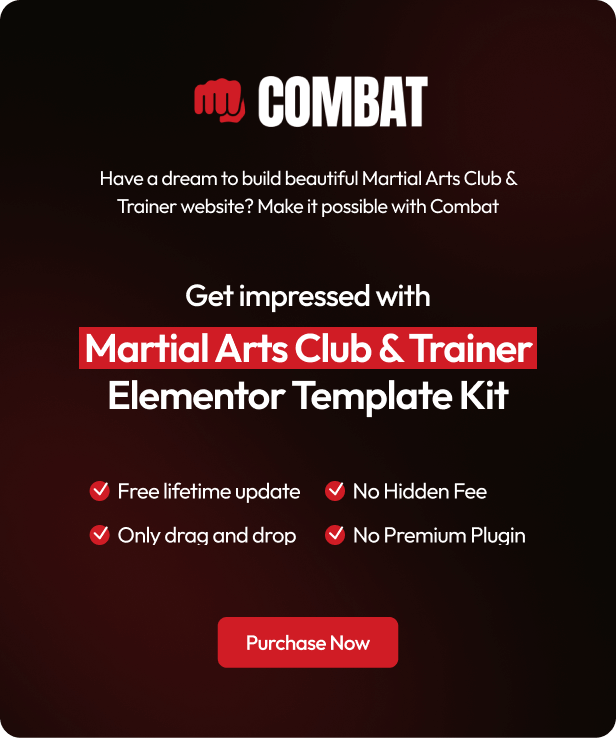 Combat - Martial Arts Club & Trainer Elementor Template Kit