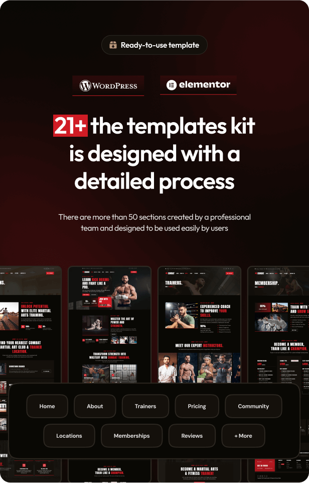 Combat - Martial Arts Club & Trainer Elementor Template Kit