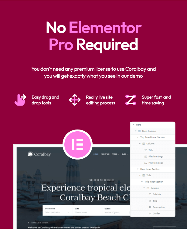 Coralbay - Beach Club Lounge Bar & Resort Elementor Template Kit