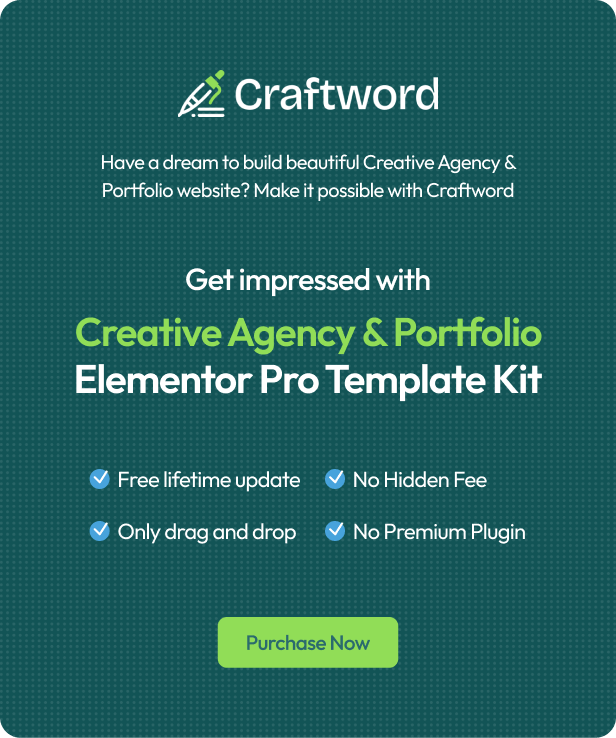 Craftword - Creative Agency & Copywiting Portfolio Elementor Template Kit
