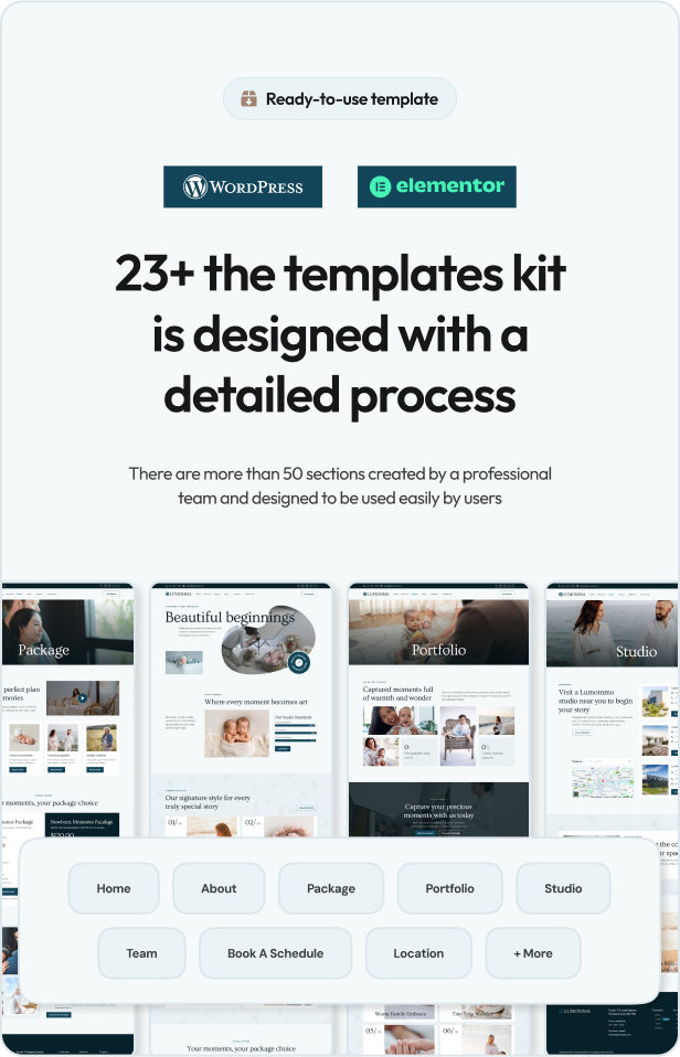 Lumomma Maternity & Baby Born Shoot Elementor Template Kit