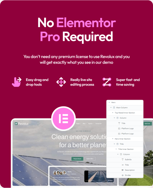 Revolux - Solar & Green Renewable Energy Elementor Template Kit