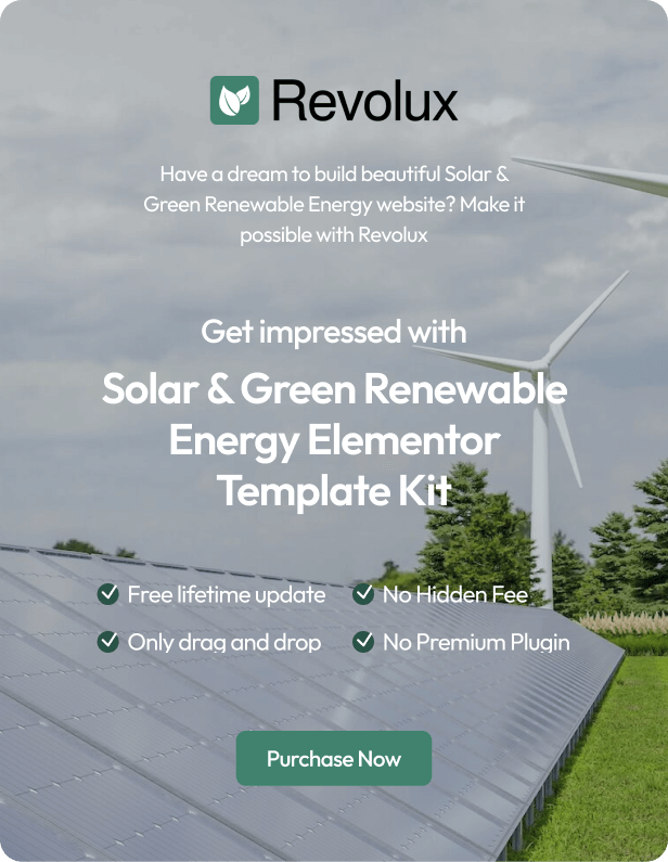 Revolux - Solar & Green Renewable Energy Elementor Template Kit