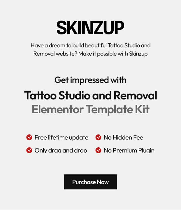 Skinzup - Tattoo Studio & Removal Elementor Template Kit