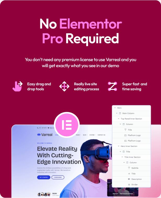 Varreal  - Virtual & Augmented Reality Engineering Elementor Template Kit