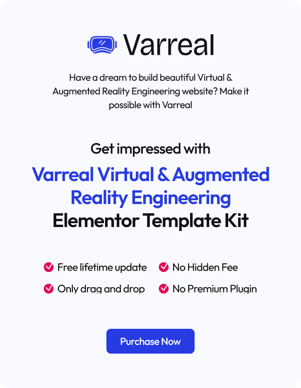 Varreal  - Virtual & Augmented Reality Engineering Elementor Template Kit