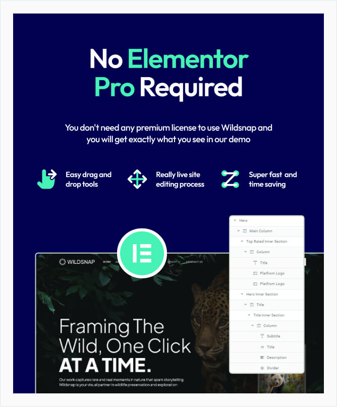 Wildsnap - Wildlife Photography Services Elementor Template Kit